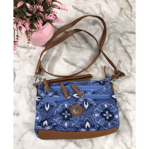 Stone Mountain Blue Floral Quilted Cotton Crossbody Purse Shoulder Bag 6"x9"